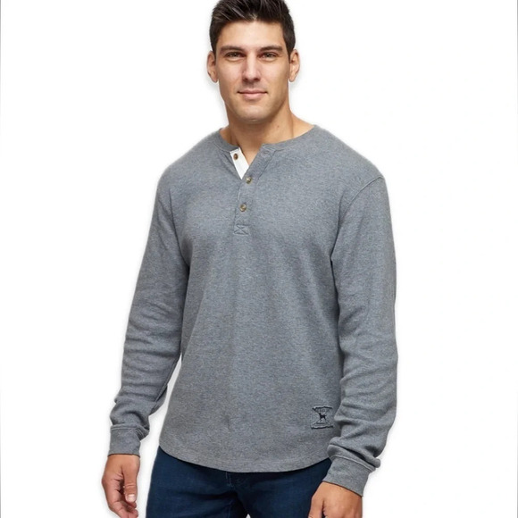 The Black Dog Men’s Gray Henley - Picture 1 of 7